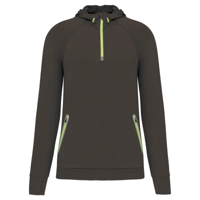 Sweat-shirt à capuche 1/4 zip sport unisexe