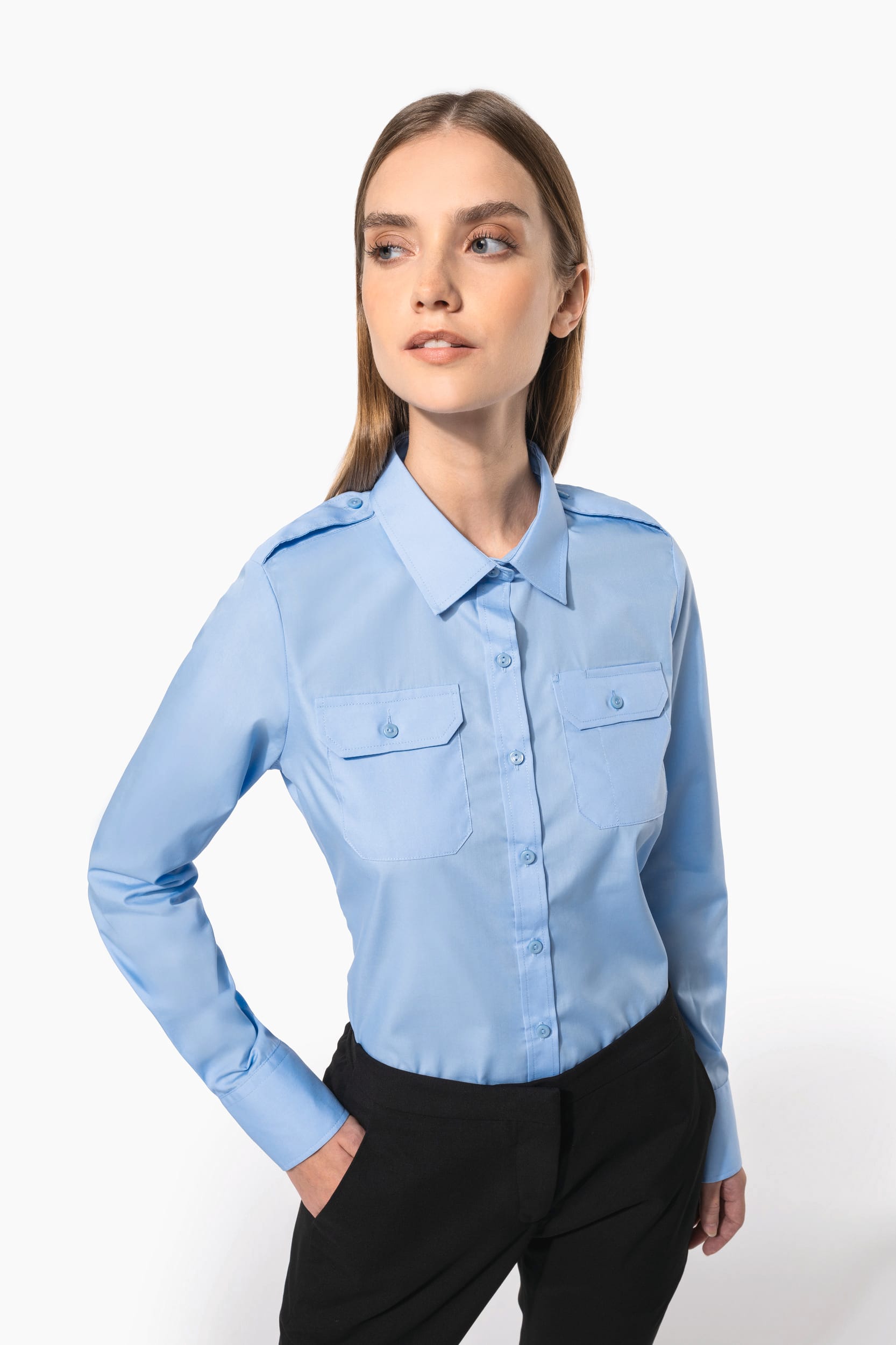 Chemise pilote manches longues femme