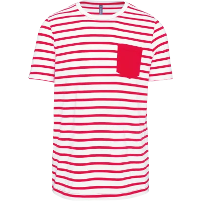 T-shirt rayé marin avec poche manches courtes homme