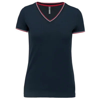 T-shirt maille piquée col V femme