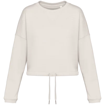 Sweat-shirt écoresponsable à col rond oversize crop femme