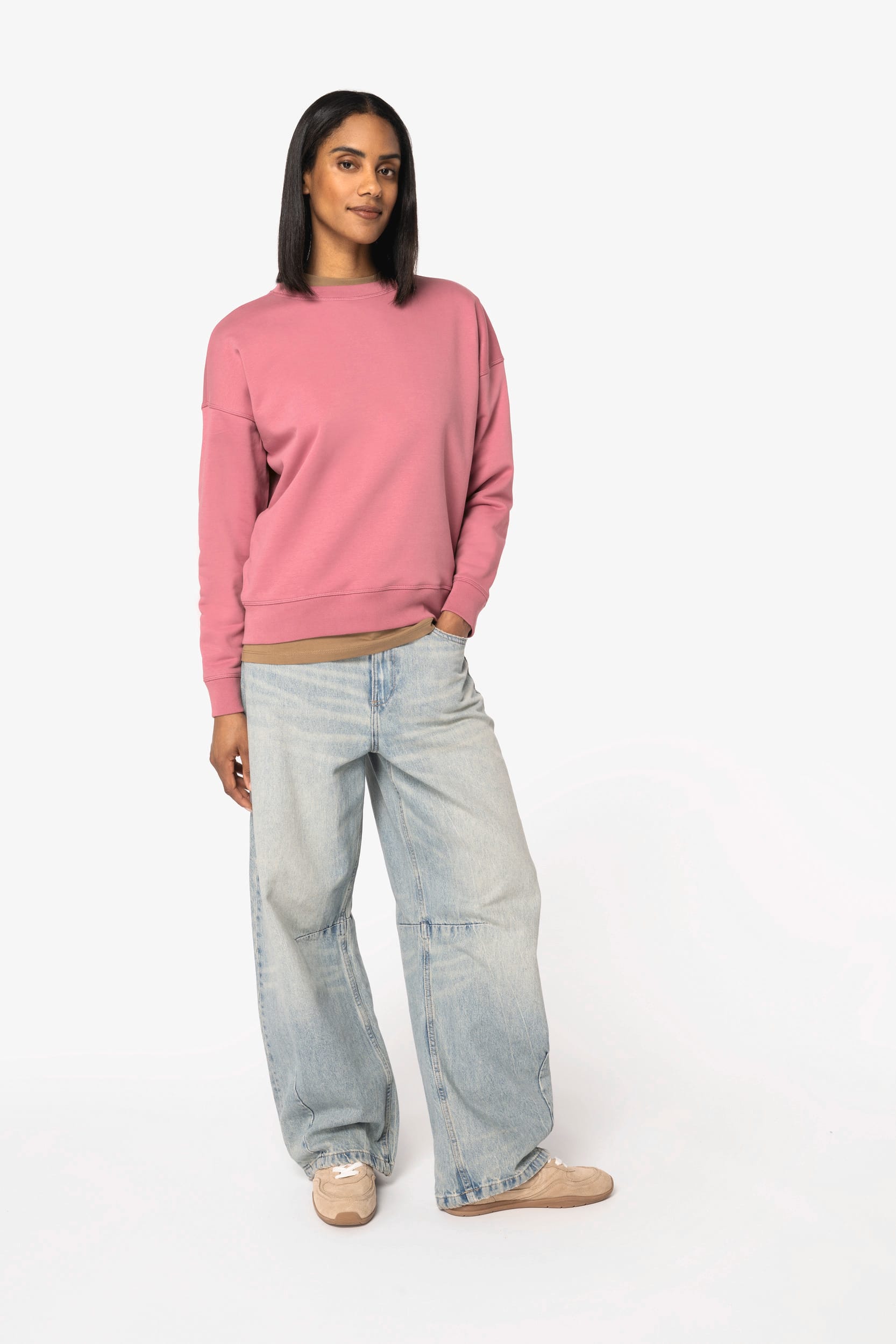 Sweat-shirt écoresponsable à col rond à épaules tombantes femme