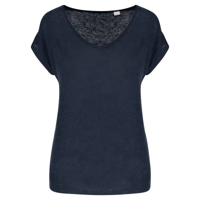 T-shirt col V en lin femme
