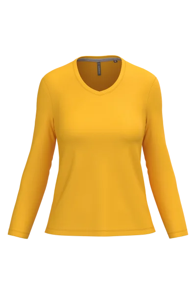T-shirt col V manches longues femme