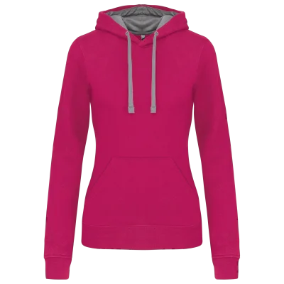 Sweat-shirt capuche contrastée femme