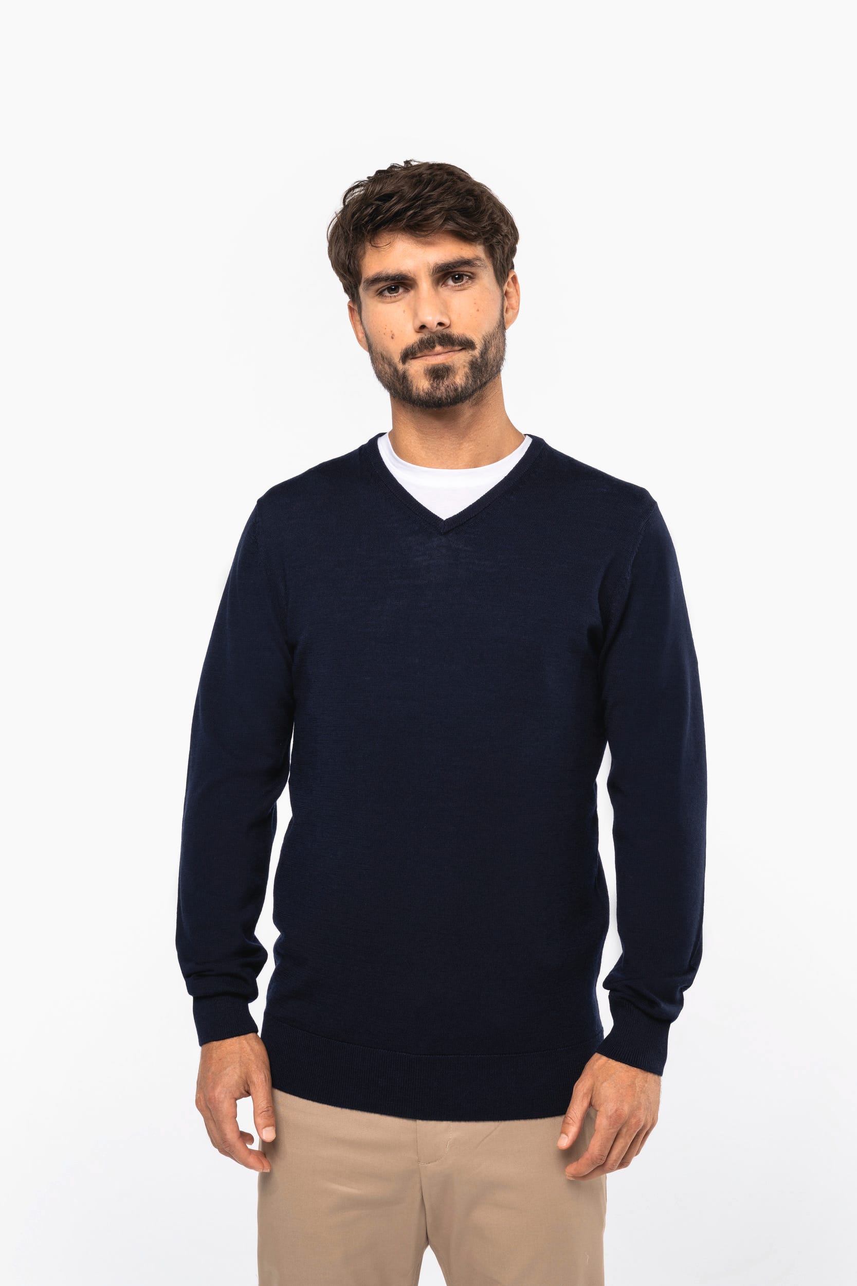 Pull Mérinos col V homme