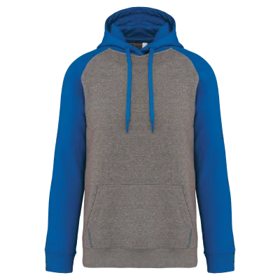 Sweat-shirt à capuche bicolore unisexe