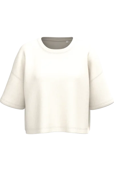 Sweat-shirt crop à manches courtes col rond femme