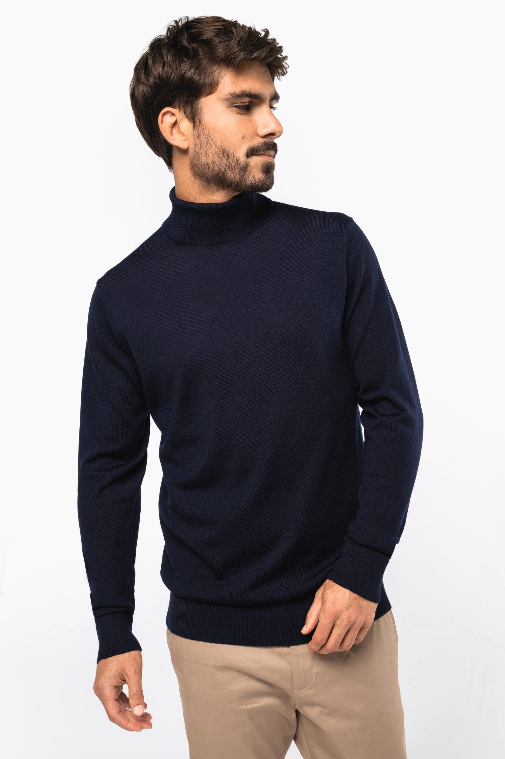 Pull Mérinos col roulé homme