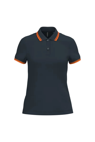 Polo femme manches courtes à liserés contrastés