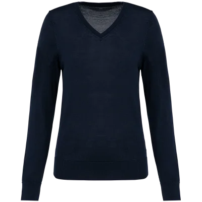 Pull Mérinos col V femme