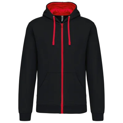 Sweat-shirt zippé capuche contrastée