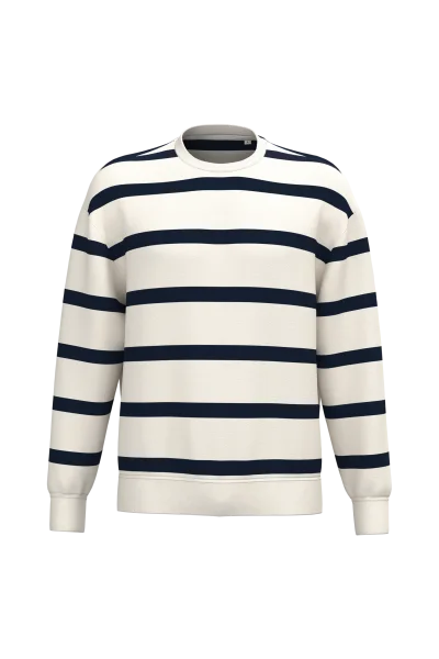 Sweat-shirt écoresponsable à col rond à rayures et épaules tombantes unisexe