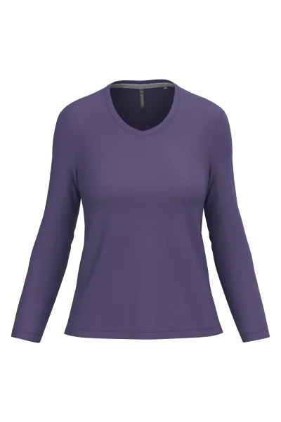 T-shirt col V manches longues femme