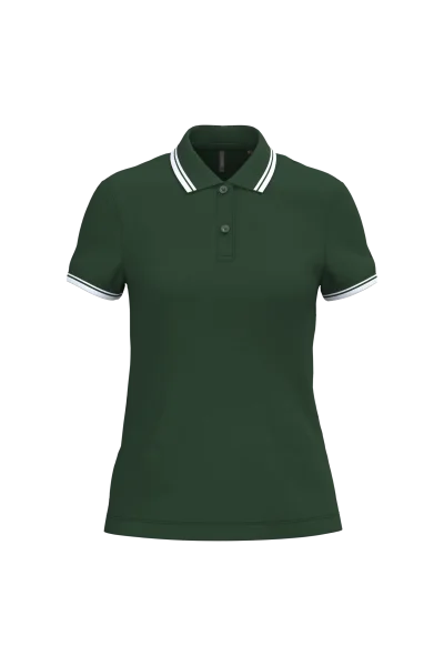 Polo femme manches courtes à liserés contrastés