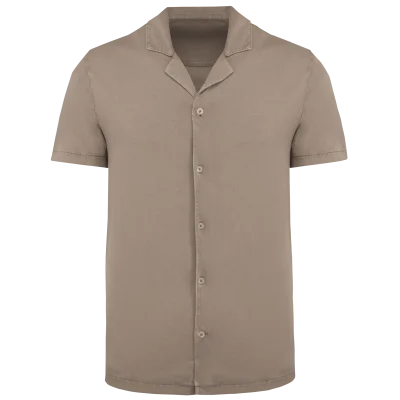 Chemise écoresponsable à col bowling délavée en jersey manches courtes homme