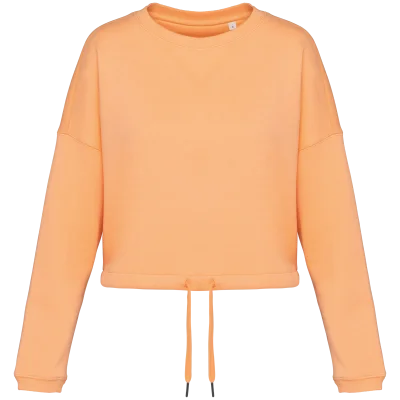Sweat-shirt écoresponsable à col rond oversize crop femme
