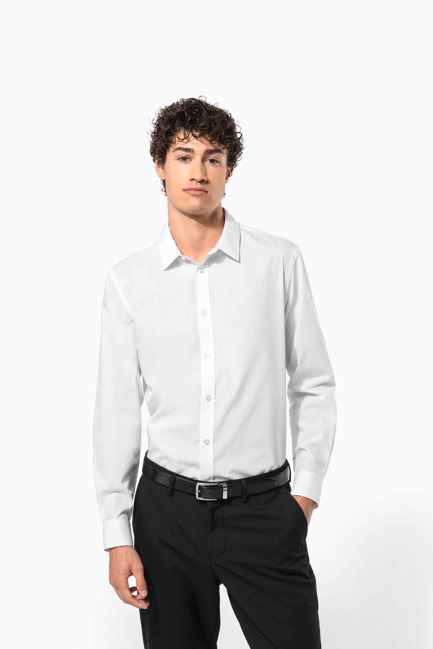 Chemise popeline polycoton sans poche entretien facile homme