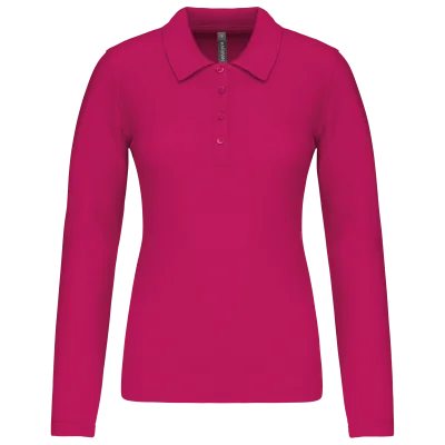 Polo piqué manches longues femme