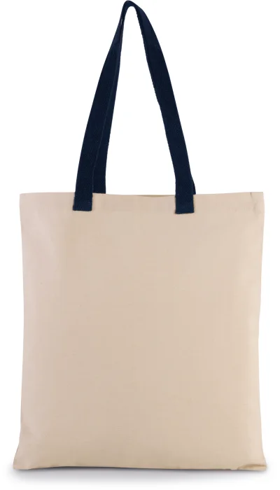 Sac shopping plat en toile avec poignées contrastées