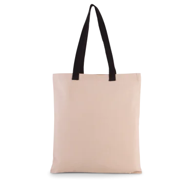 Sac shopping plat en toile avec poignées contrastées