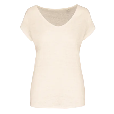 T-shirt col V en lin femme
