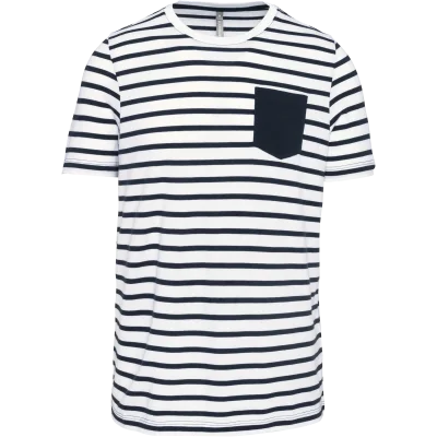 T-shirt rayé marin avec poche manches courtes homme