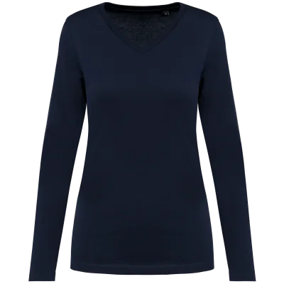 T-shirt Supima® col V manches longues femme