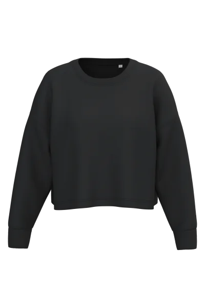Sweat-shirt crop col rond femme