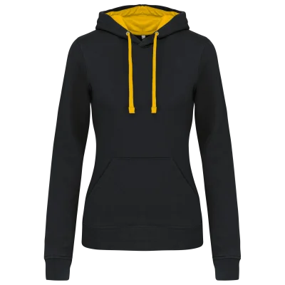 Sweat-shirt capuche contrastée femme