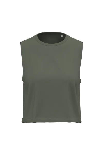 T-shirt crop sans manches femme