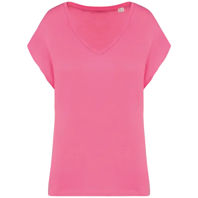 T-shirt écoresponsable loose à col V femme