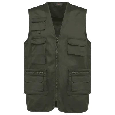 Gilet polycoton multipoches doublé unisexe