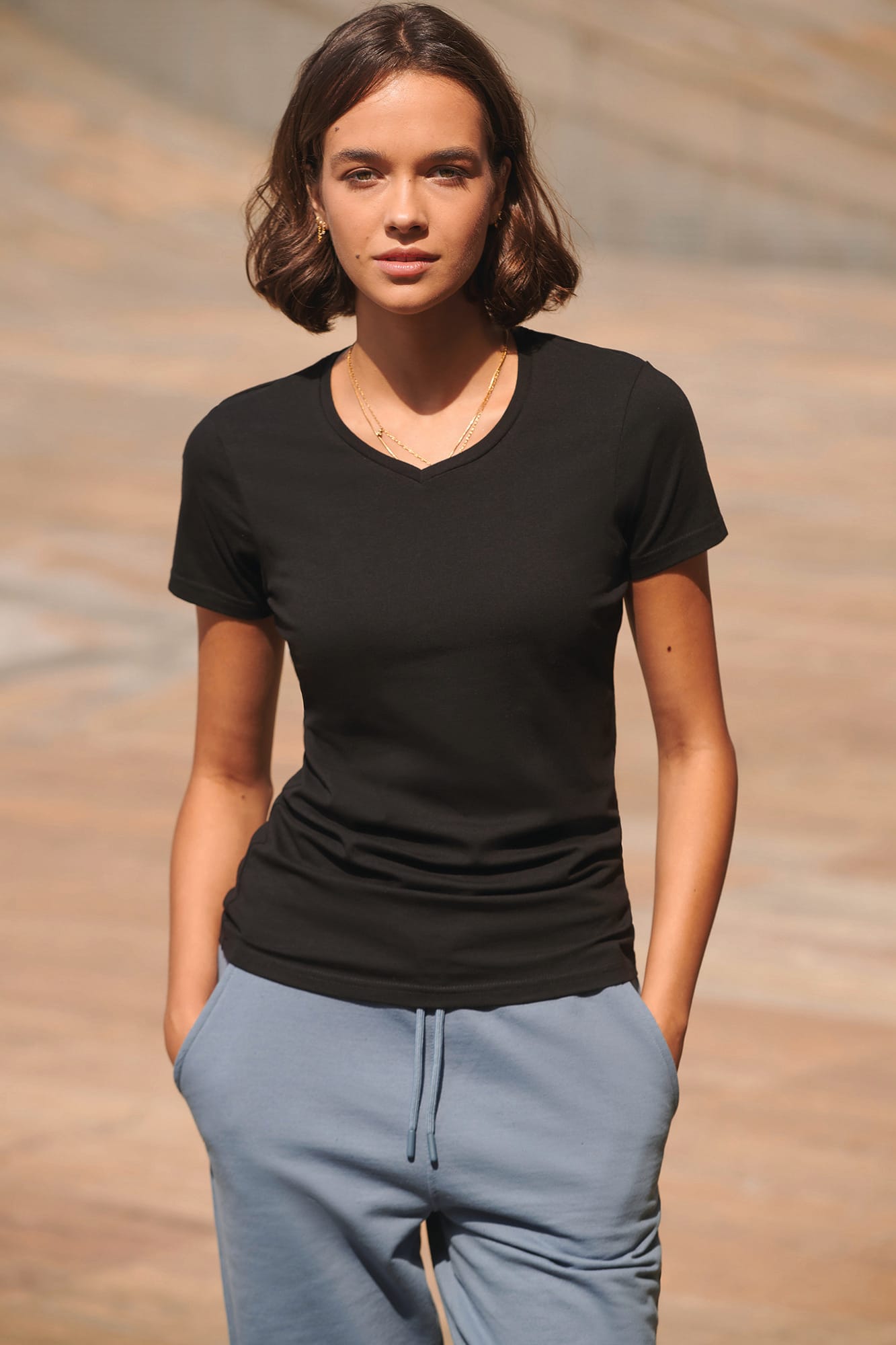 T-shirt femme col v Feel Good