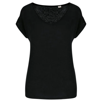 T-shirt col V en lin femme