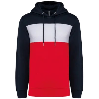 Sweat-shirt tricolore à capuche unisexe