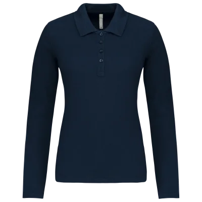 Polo piqué manches longues femme