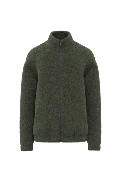Sweat-shirt zippé à épaules tombantes en sherpa unisexe