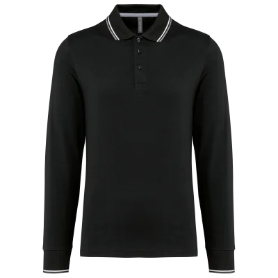 Polo maille piquée manches longues homme
