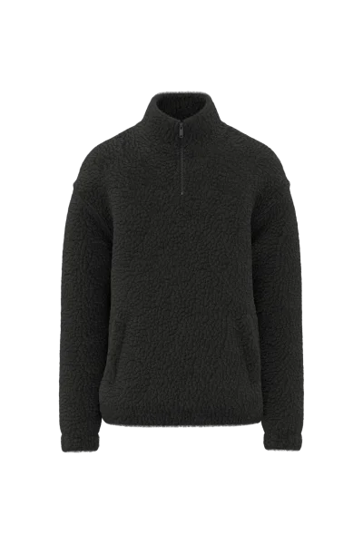 Sweat-shirt 1/4 zip à épaules tombantes en sherpa unisexe