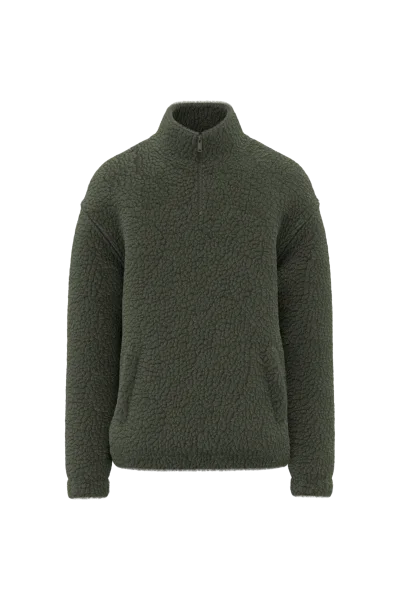 Sweat-shirt 1/4 zip à épaules tombantes en sherpa unisexe