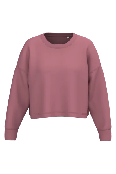 Sweat-shirt crop col rond femme