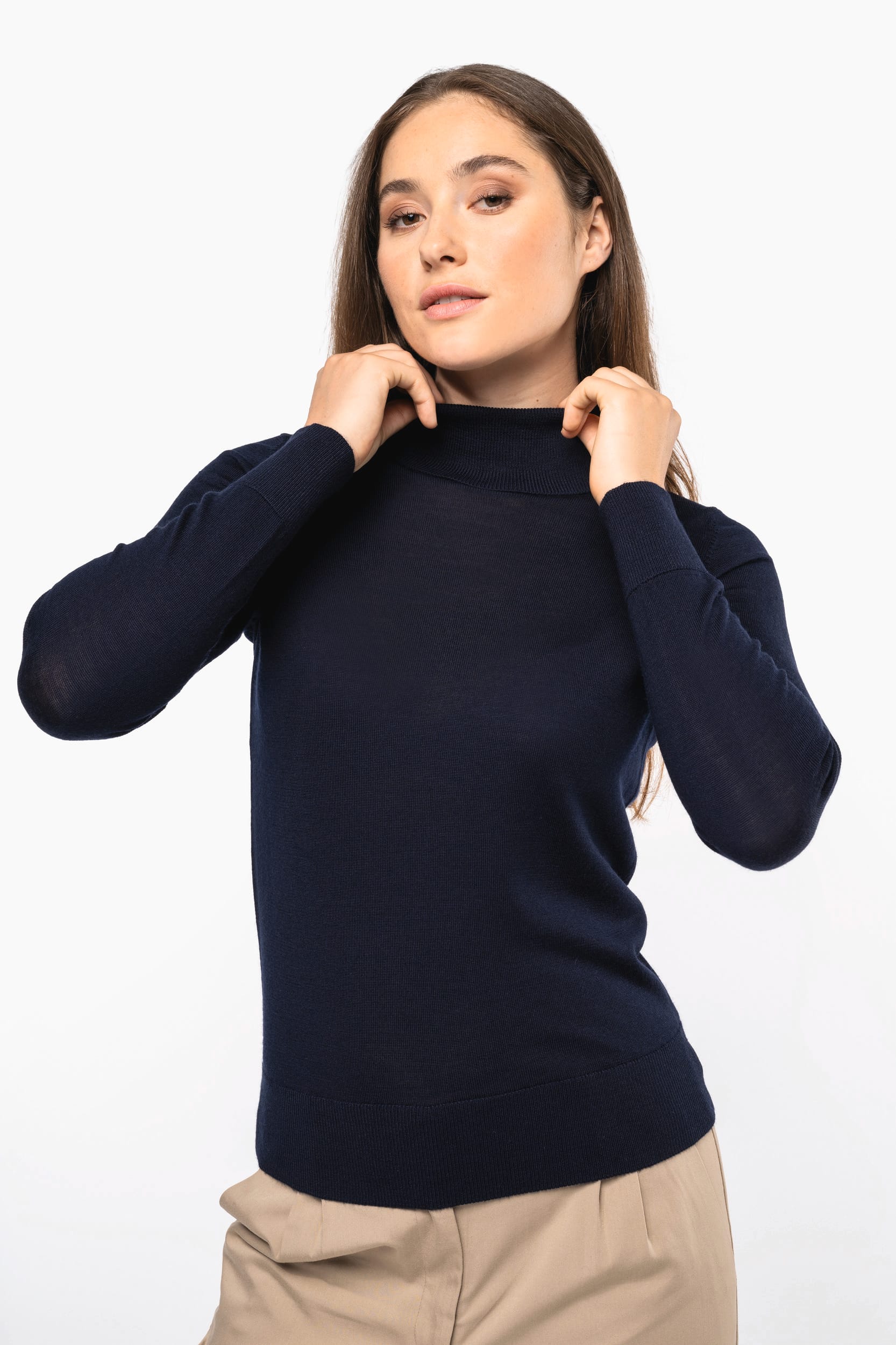 Pull Mérinos col roulé femme