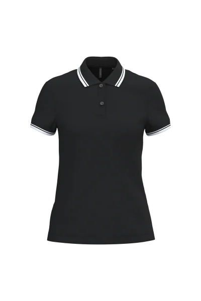 Polo femme manches courtes à liserés contrastés