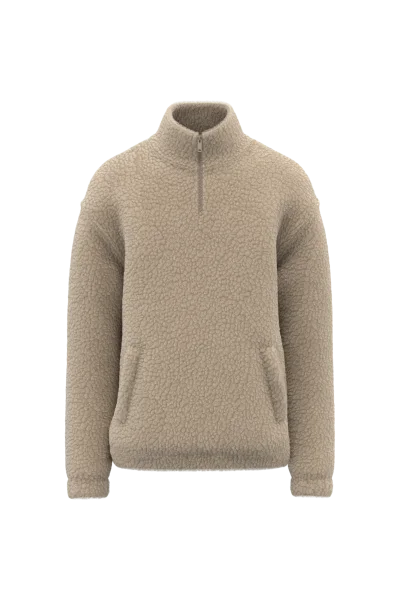 Sweat-shirt 1/4 zip à épaules tombantes en sherpa unisexe
