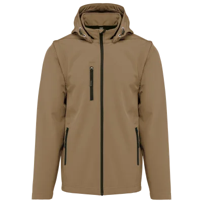 Veste Softshell 3 couches à capuche avec manches amovibles unisexe