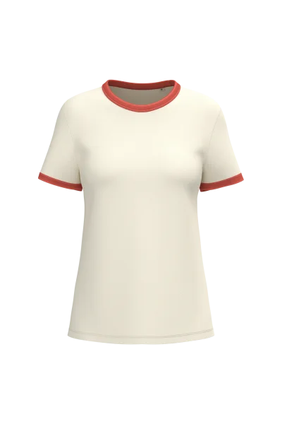 T-shirt ringer écoresponsable à bords contrastés effet délavé femme