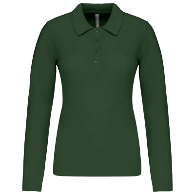 Polo piqué manches longues femme