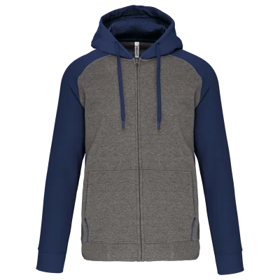 Veste molleton zippée capuche bicolore unisexe