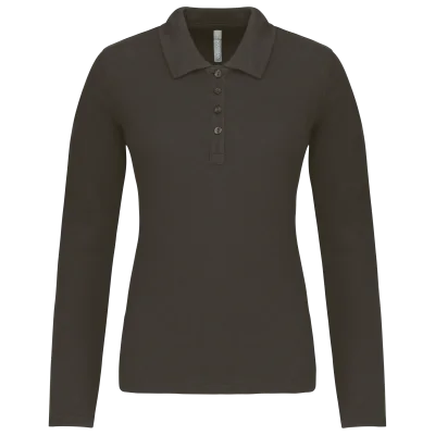 Polo piqué manches longues femme